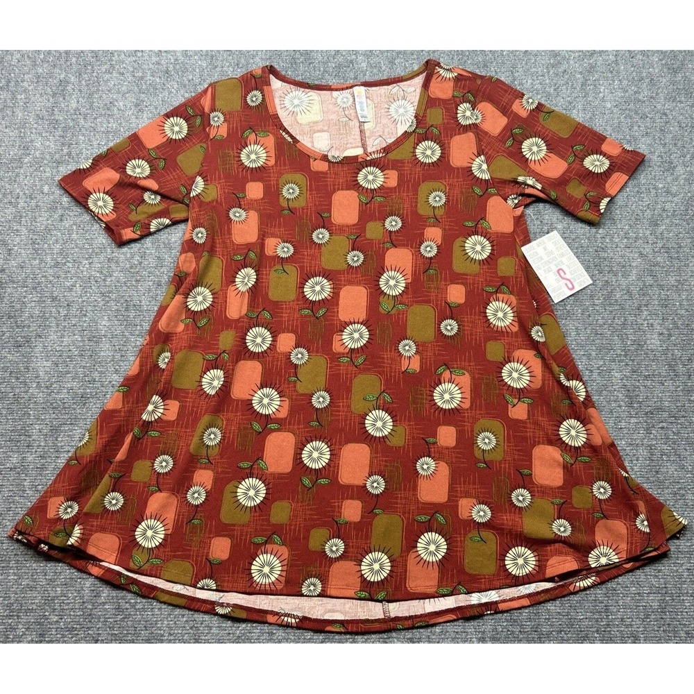 LulaRoe Perfect T-Shirt Womens S Multicolor Floral Round Neck Short Sleeve New
